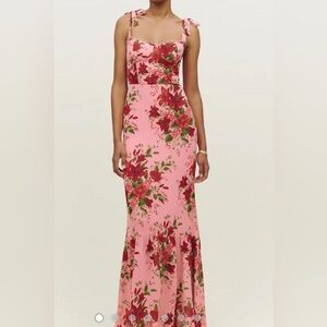 Reformation Pink and Red Floral Maxi Dress